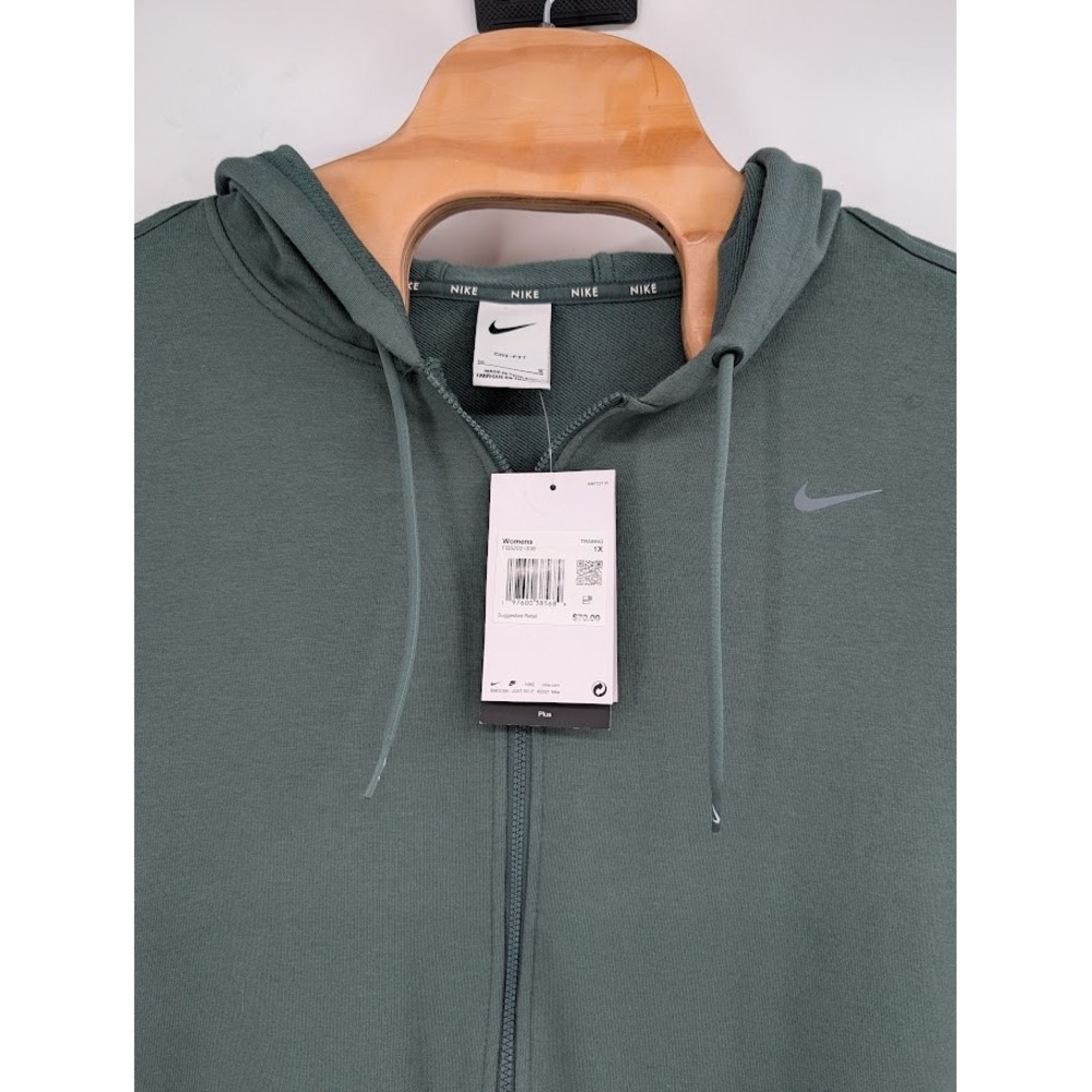 Nike NWT Women's Training Sportswear Loose Cropped Full Zip Hoodie‎ green sz 1X